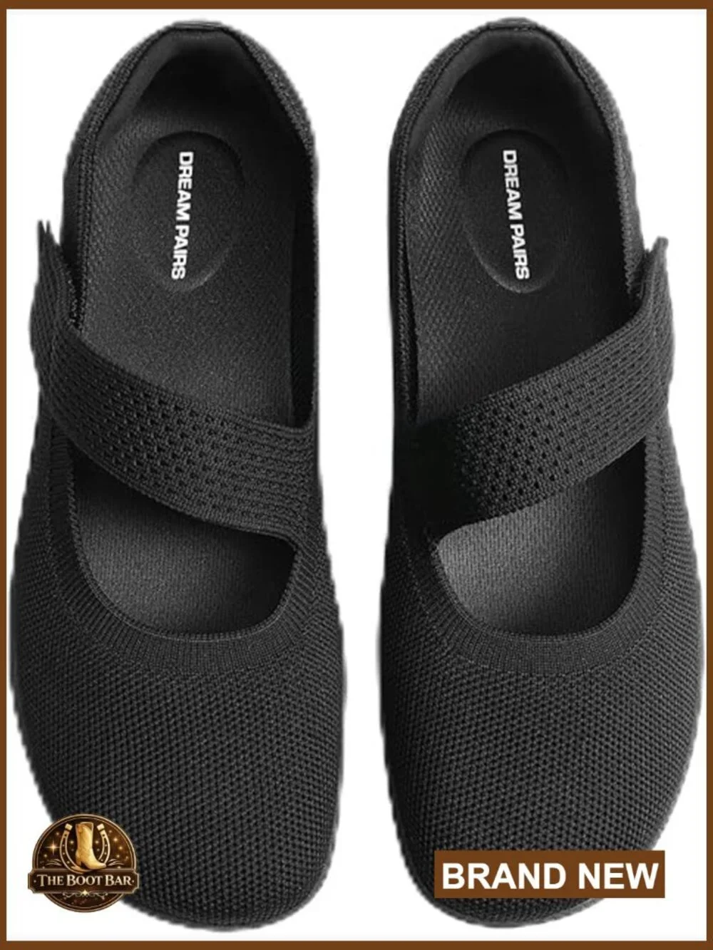 Women's Mary Jane Ballet Flats Wide Toe Box Arch Support Knit Office Casual